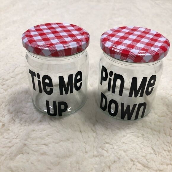🆕 Hair Tie / Pin Jar Gingham Container Set - Picture 1 of 7